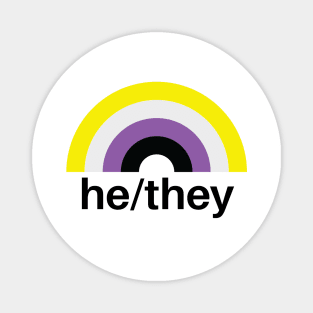 He/They Pronouns Nonbinary Rainbow Magnet